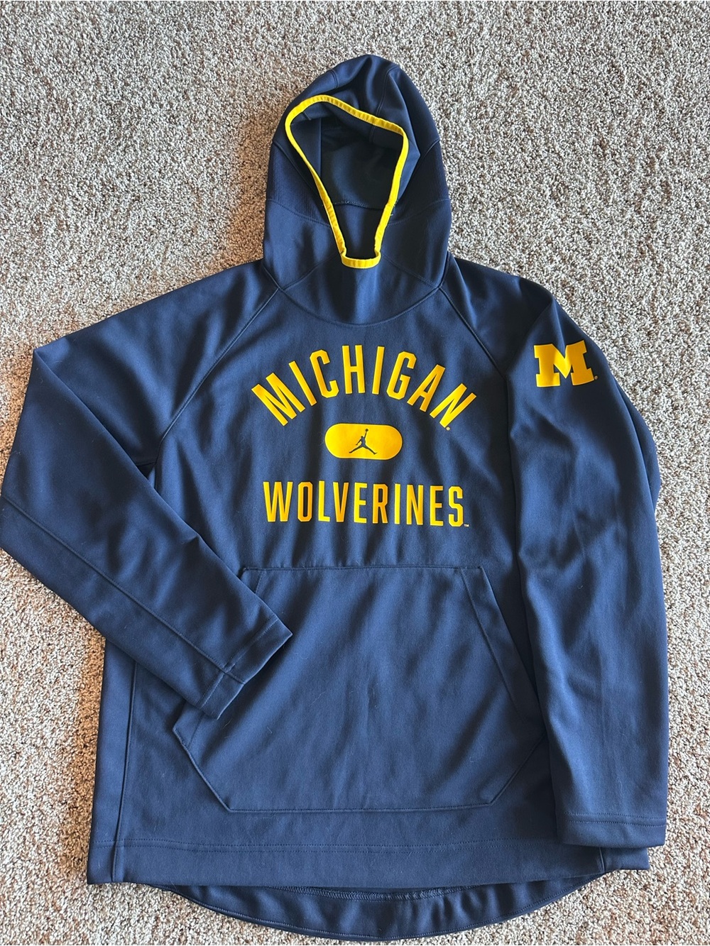 Nike Jordan Michigan Wolverines Men’s Pullover Hoodie Navy Blue Size Large